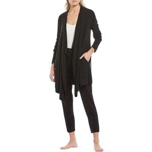 Barefoot Dreams S/M Bamboo Chic Lite Knit Black Calypso Wrap Cardigan Sweater